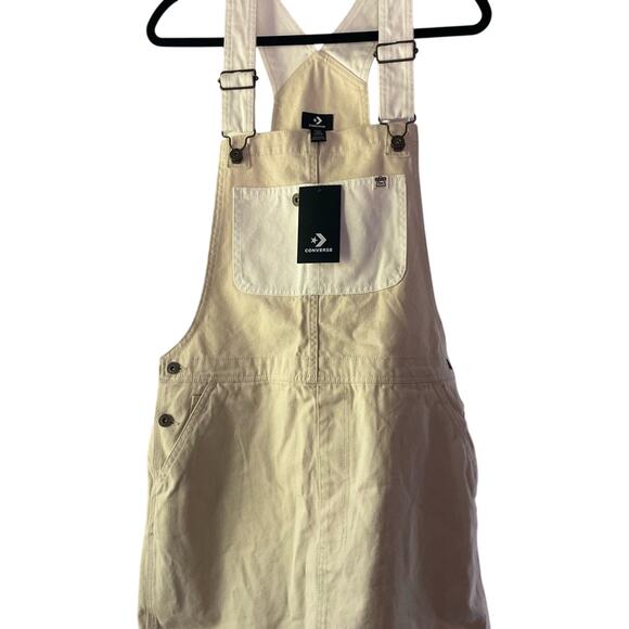 Converse Cream Overalls Size XL Adjustable Straps NWT Casual Streetwear - Picture 1 of 14